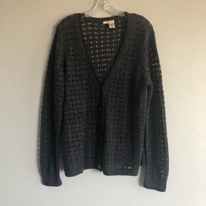 DKNY Crochet Knit Button Down Cardigan Size XL